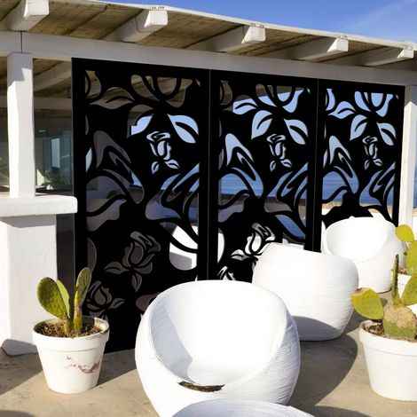 ADENIUM - Panneau ajouré en PVC - Brise-soleil - Couleur : noir - Dimension : 50x150 cm