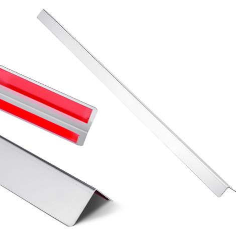 Mophorn Paraspigoli in Acciaio Inox 38 x 38 x 1217 mm, Set da 10 Pezzi, Profilo Angolare a 90° con Nastro Adesivo, Protezione Antiurto per Pareti di Casa e Ufficio (1/5)