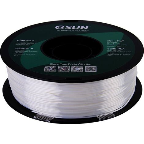 eSUN PLA-Silk Filament, 1.75mm, 1000g eSUN PLA-Silk Filament 1.75mm 1000g White