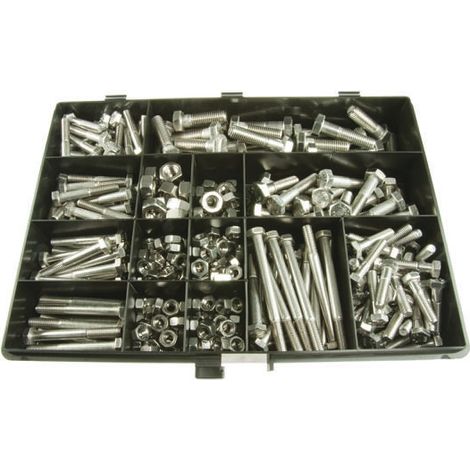 Kit de vis et écrous RS PRO en Acier Inoxydable Brut, 395 pièces ( Prix pour 1 Kit )