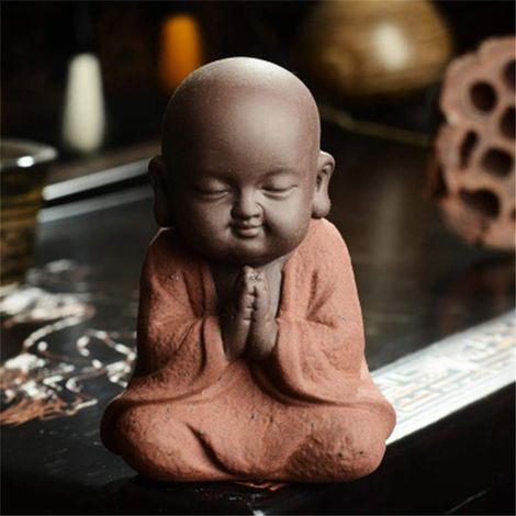 Statues de Bouddha, petit moine, figurine artisanale en céramique couleur sable, sculpture, décoration de bureau Feng Shui en grès, sculpture, artisanat, décoration, textiles de maison, ornements, B