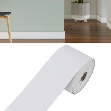 Plinthe souple autocollante 5 m, largeur 10 cm, profilé de transition pour sol, plinthes, plafonds muraux, aspect bois marbré,Lot de 2 (blanc) (1/5)
