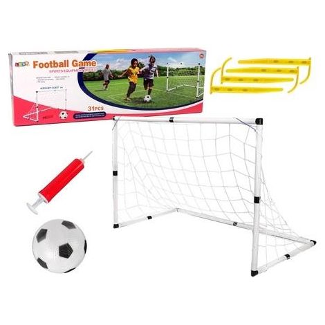 Porta da calcio grande, pallone, pompa
