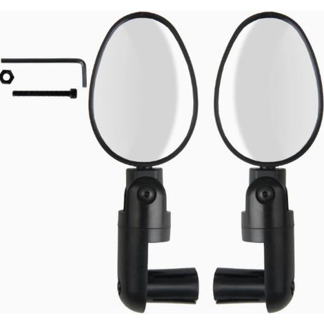 Lot de 2 Rétroviseur Vélo Guidon, Rétroviseur Vélo Ville Orientable Réversible, Miroir Convexe Acrylique Incassable, Accessoire Sécurité Cyclisme pour Vélo Route, VTT, Trottinette (1/5)