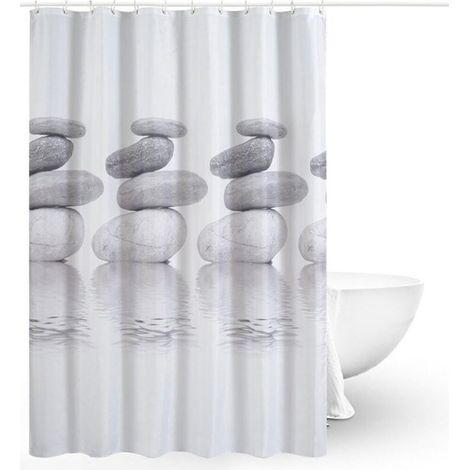 Rideaux de Douche, Rideau de Douche Tissu, Rideau de Douche Anti-moisissure, Rideau de Douche Imperméable, Polyester, Lavable en Machine(180CMx180CM) (1/5)