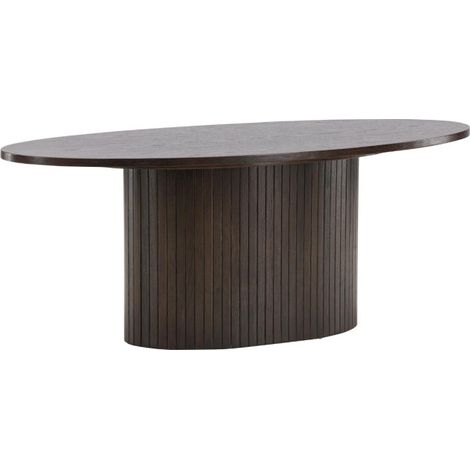 Table Basse Design Nervuré "Bianca" 120cm Marron (1/5)
