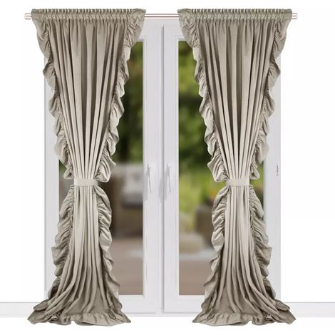 Tenda di velluto con volant - beige (1/3)