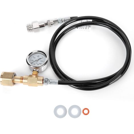 Tuyau de soude noir 1,5 m avec manomètre 3000 psi, kit accessoires DIN477 pour SodaStream et Soda Club (1/5)