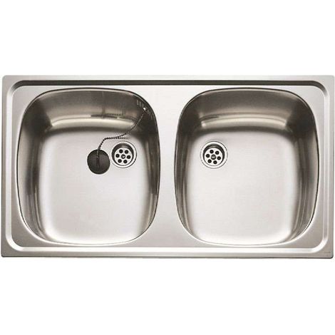 Teka E/50 2C 1Ï - Fregadero De Cocina Acero 80 Cm 2 Cubetas con orifico