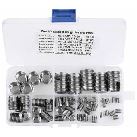 50pcs Inserts Filetés Auto-taraudeurs en Acier Inoxydable 302, Vis d'Insertion de Filetage Auto-taraudé Hélicoïdal (1/4)