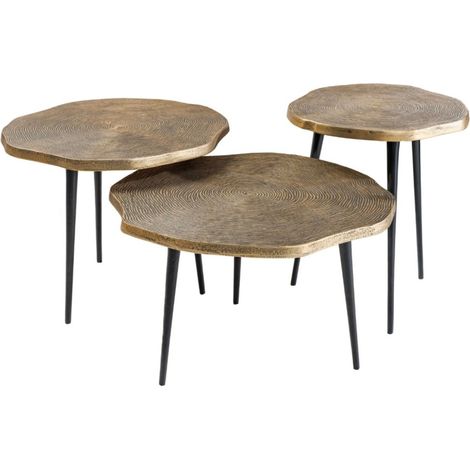 Set von 3 goldenen und schwarzen NERA Beistelltischen – zeitgenössisches schickes Design