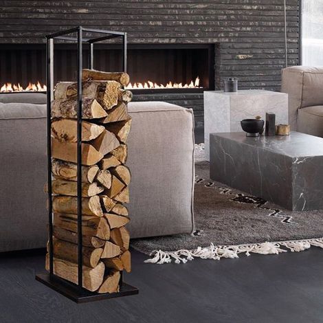 Kaminholzständer aus Stahl schwarz Kaminholzregal Brennholzregal Holzständer (1/5)