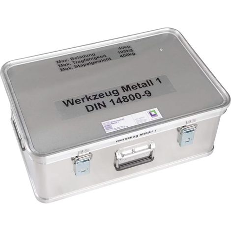 MUNK Rettungstechnik Aluminium Kasten 600x400x150mm mit Deckel, Beschriftung Werkzeugsatz Metall 1