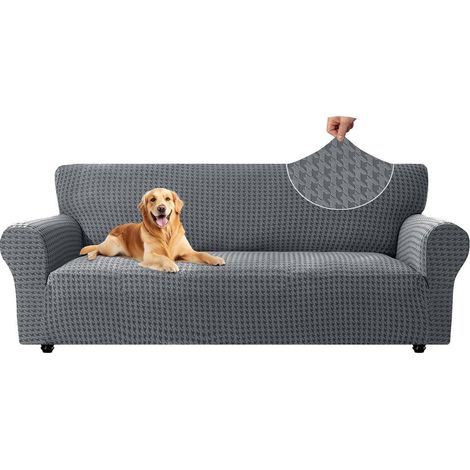 Sofa Überzug 3 Sitzer, Stretch Sofabezug mit Armlehne, Hellgrau, Waschbar, Kratzfest (1/5)