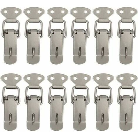 12 Pièces Attache Capot Fermeture à Levier Moraillon de Porte,Oquet à Ressort Bascule Acier pour Ressort Boucle de Verrouillage Coffre à Outils,Armoire Verrous