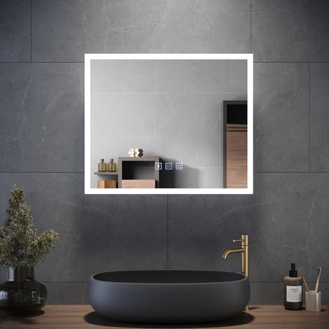ELEGANT Backlit Illuminated Bathroom LED Mirror 600x500mm, Anti-foggy Wall Mounted Mirror with Shaver Socket and Bluetooth Speakers (1/5)