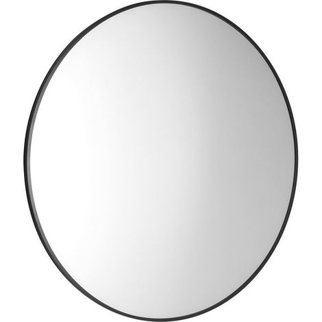 Miroir rond AROWANA dans un cadre dia. 90cm, noir mat (1/4)