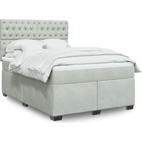 Boxspringbett mit Matratze Hellgrau 140x200 cm Samt
