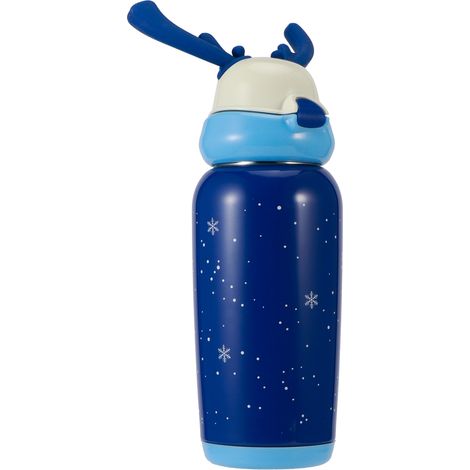 Niedliche, tragbare Thermosflasche aus Edelstahl mit Strohhalm für Kinder, 500 ml, Blau (1/5)