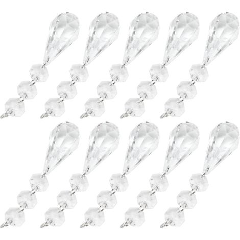 Lot de 10 pendentifs en acrylique en forme de larme pour lustre, suspensions et lampes de plafond. (1/5)