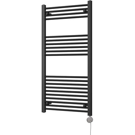 Zennor - Black Electric Towel Rail H1200mm x W600mm Straight 600w Thermostatic (1/3)