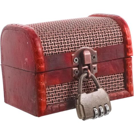 Coffret à trésor Vintage en Bois avec Cadenas, Mini Coffre de Rangement Antique de Style européen pour Bijoux, Accessoire de Bureau décoratif (1/5)