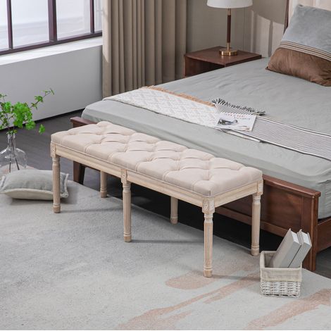 Asiento vintage capitoné beige para dormitorio OKMYHOME (1/4)