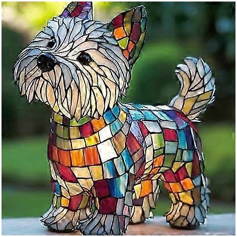 Nouvelle série Chien - Ornements en résine - Veilleuse LED - Statuette animale artistique - Lampe de table créative pour la maison ou le bureau - Taille : West Highland Terrier