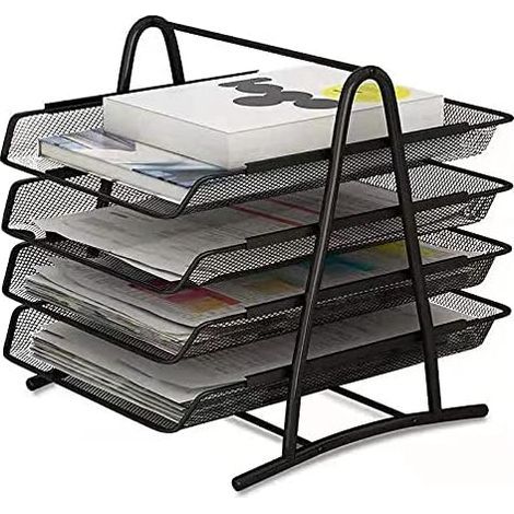 Metal Storage Compartments Office Desk Organizer File Drawers A4 File Tray Organizer Mesh Drawer Organization System for Office