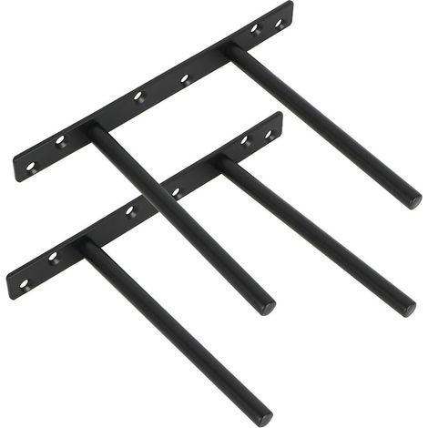 Lot de 2 supports d’étagère en acier inoxydable noir, 200 x 150 x 20 mm, consoles murales robustes pour étagères, meubles et rangement (1/5)