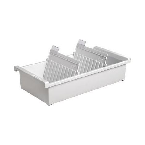 Karteitrog 17,1 x 7,6 x 34,6 cm (B x H x T) DIN A6 quer 1.300 Karten Polystyrol lichtgrau 2 Stützplatten (1/4)