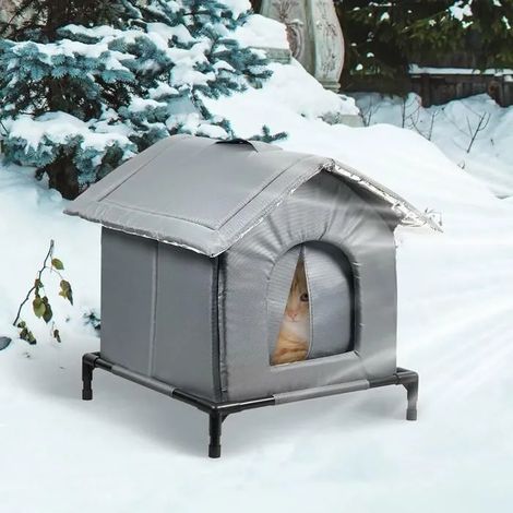 NichePourChat--ExtérieurHiver-M-Surélevée,Isolante,Imperméable,FacileÀNettoyerPourChatsErrants Label (1/5)
