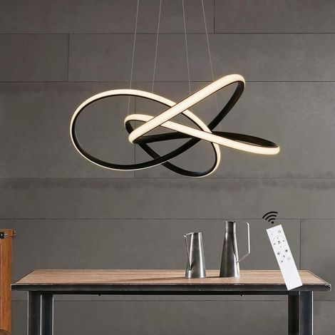 GBLY LED Pendelleuchte Wohnzimmer Schwarz Hängelampe Höhenverstellbar Ø62cm 62W Ringe Kronleuchter Deckenleuchte Dimmbar mit Fernbedienung Arbeitszimmer Küche Esszimmer Treppenlicht Kaffeeraum…