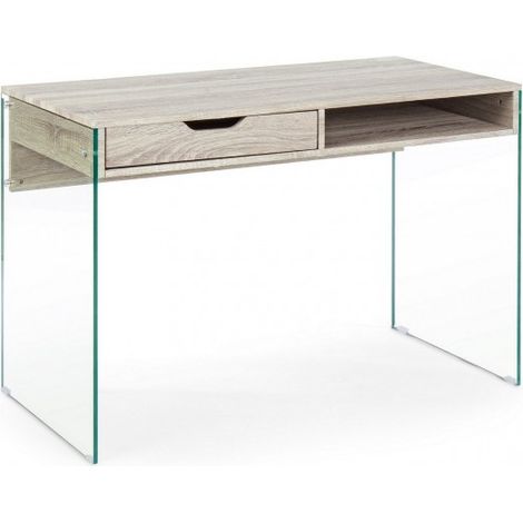 Scrivania "Armos" con cassetti porta pc da ufficio e cameretta in legno 110 cm -Rovere (1/5)