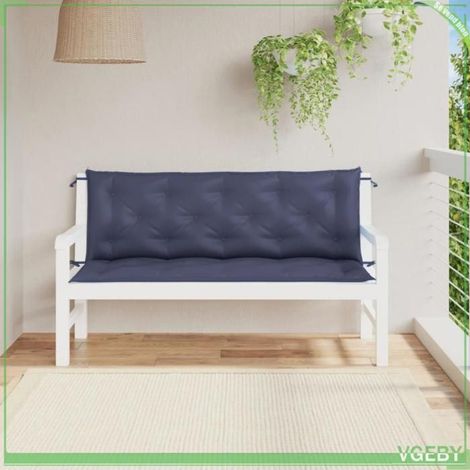 Coussin de banc de jardin - FAFEISY - 379085 - Lot de 2 - Bleu marine - 150x50x7 cm (1/5)