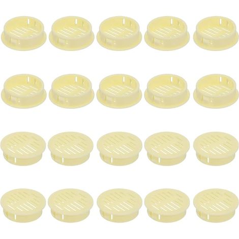 36pcs 35mm/1.38" Circular Air Grilles Ventilation Cover Plastic Ventilation Louvered Round Mesh Holes Louver for Kitchen Room Cabinet Beige (1/5)