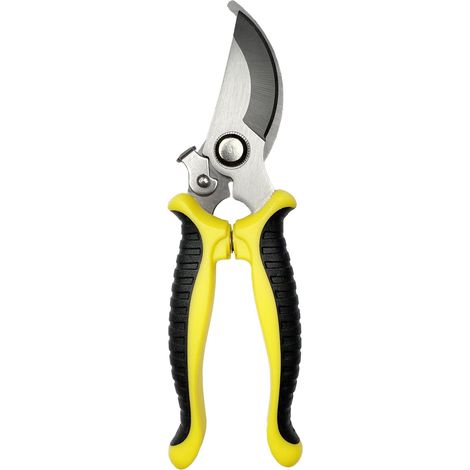 Gartenschere, rutschfeste Schere mit Feststellgriff, professionelle Reparatur, Gartenblumen-Astschere, multifunktionale Astschere (gelb) (1/5)