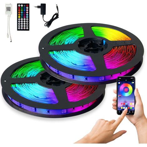 Farbiger LED-Streifen, 15 m, per Smart-Home-App steuerbar, blinkt im Rhythmus der Musik (RGB). (1/5)