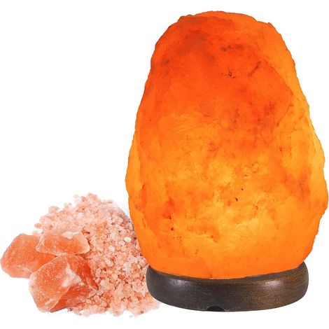 Lampe de Sel de l'Himalaya Naturelle - Unique Faite à la Main avec Base en Bois 1-2kg (1/5)