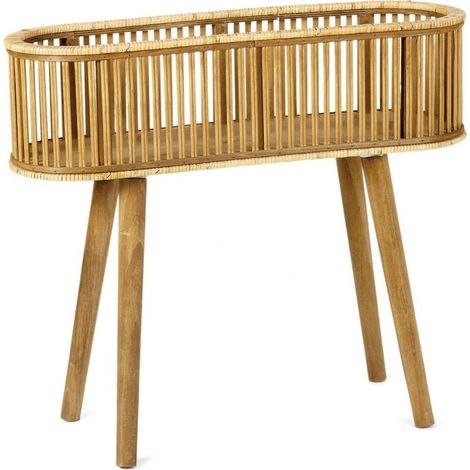 Cache pot sur pied en bambou et rotin style naturel élégant - Bambou naturel et rotin clair (1/5)