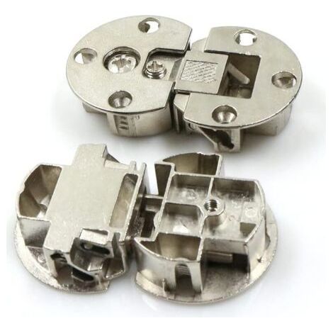 3D adjustable flap hinge Furniture fitting 90 degrees, 2 pieces for wooden flaps, furniture hinge for screwing, nickel-plated steel - Hinge for cabinet doors & display cases (1/5)
