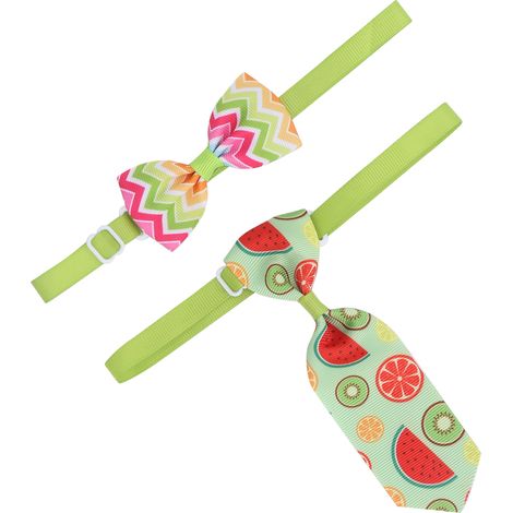 Ensemble de cravates pour animaux de compagnie style hawaïen estival : nœuds papillon et cravates pour chiens avec boucle en plastique réglable pour petits chiens et chats (1/5)