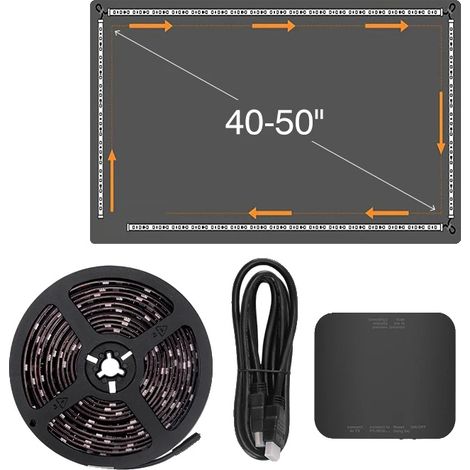 Rétroéclairage LED, Synchronisation d'écran en temps réel, Compatible avec HDMI 2.0, Pour TV de 40-50 pouces, EU-220V (1/2)