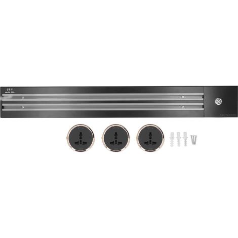 Multiprise, Prise Murale Amovible pour Rail d'alimentation Double Fente 60cm Rail Et 3 Adaptateurs 250VAC 8000W 32a(Universal) (1/5)