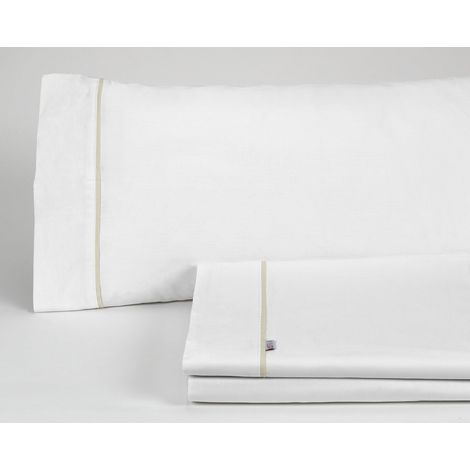 Juego de sábanas color blanco - Cama de 135/140 (3 piezas) - 100% algodón - 144 hilos. Gramage: 115 (1/5)