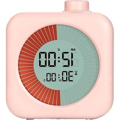 Reloj despertador digital - Temporizador de productividad - Gestión del tiempo - Temporizador visual - 10x10 mm - Rosa (1/5)