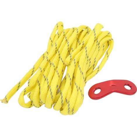 Corde de camping réfléchissante 4mm jaune, résistante au vent pour tente et auvent, corde de serrage extérieur (1/5)