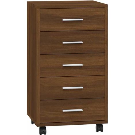 Cassettiera con Ruote rovere marrone in Legno Multistrato DAS917859 (1/5)