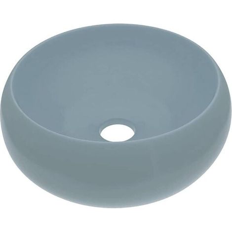 Vasque ronde de luxe, finition bleu clair mat, 40 x 15 cm, céramique