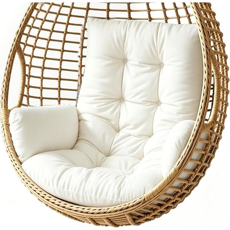 Coussin pour fauteuil suspendu - Pour intérieur et extérieur - Lavable - Épais - Blanc (1/5)